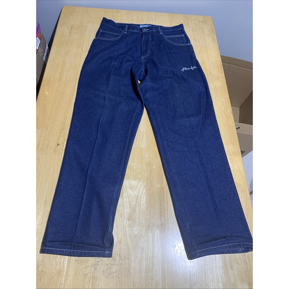FUBU Platinum Carpenter Men Jeans Blue Baggy Hip Hop 90s Sz‎ 36 x 34 Spell